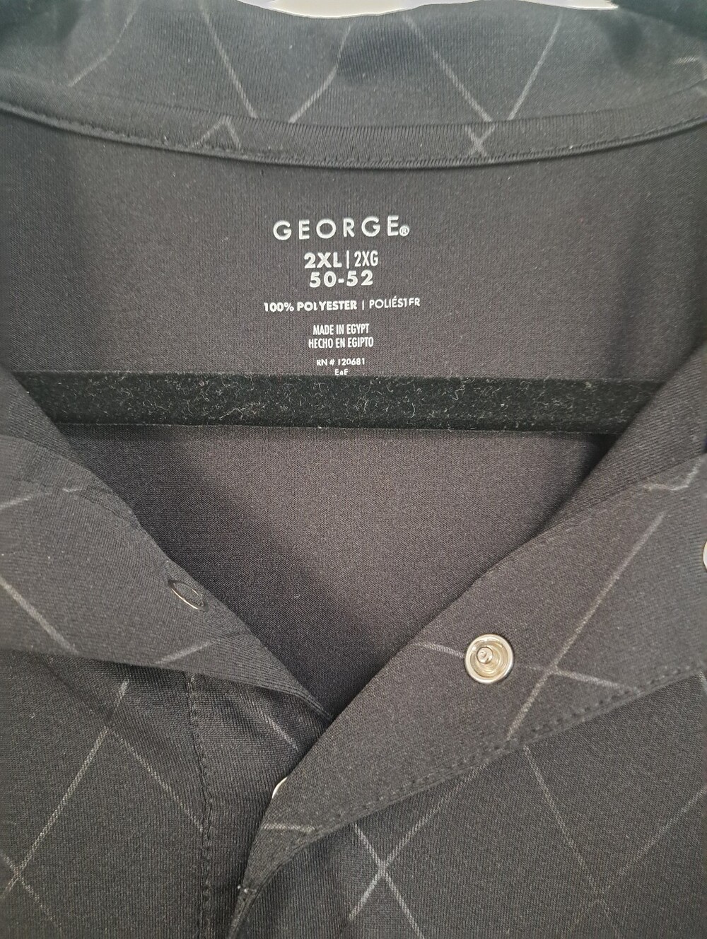 George Black Polo with Subtle Gray Diamond Grid Size 2XL - Picture 5 of 5
